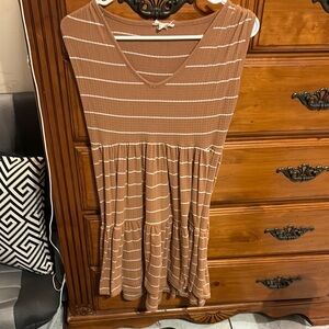 See You Monday Brown Striped Dress